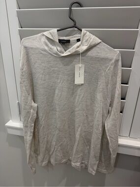 Vince Lightweight Hooded Long-Sleeve Shirt in Oatmeal Blend